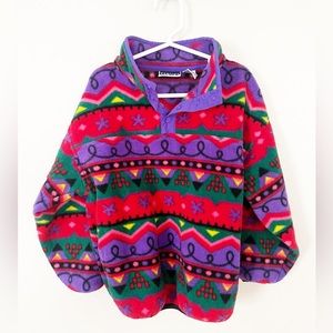 Vintage 90’s Girls Genuine Kids Colorful pullover fleece jacket purple red green